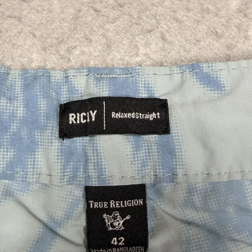TRUE RELIGION Ricky Board Shorts 12” Swim Trunks Men’s 42 Palm Trees Relaxed Fit